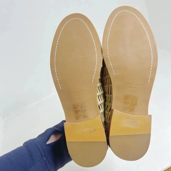 NWOT Rag & Bone Sid Dune Woven Loafer Tan Leather Slip On Women's Size 38.5 - Picture 8 of 8